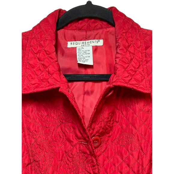 Requirements‎ Quilted Jacket Blazer Red Floral Embroidered Women's Plus Size - Picture 6 of 10